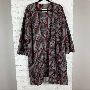 Marketplace India Grey Black Batik Quilted Kimono Cardigan Jacket Fairtrade 2X